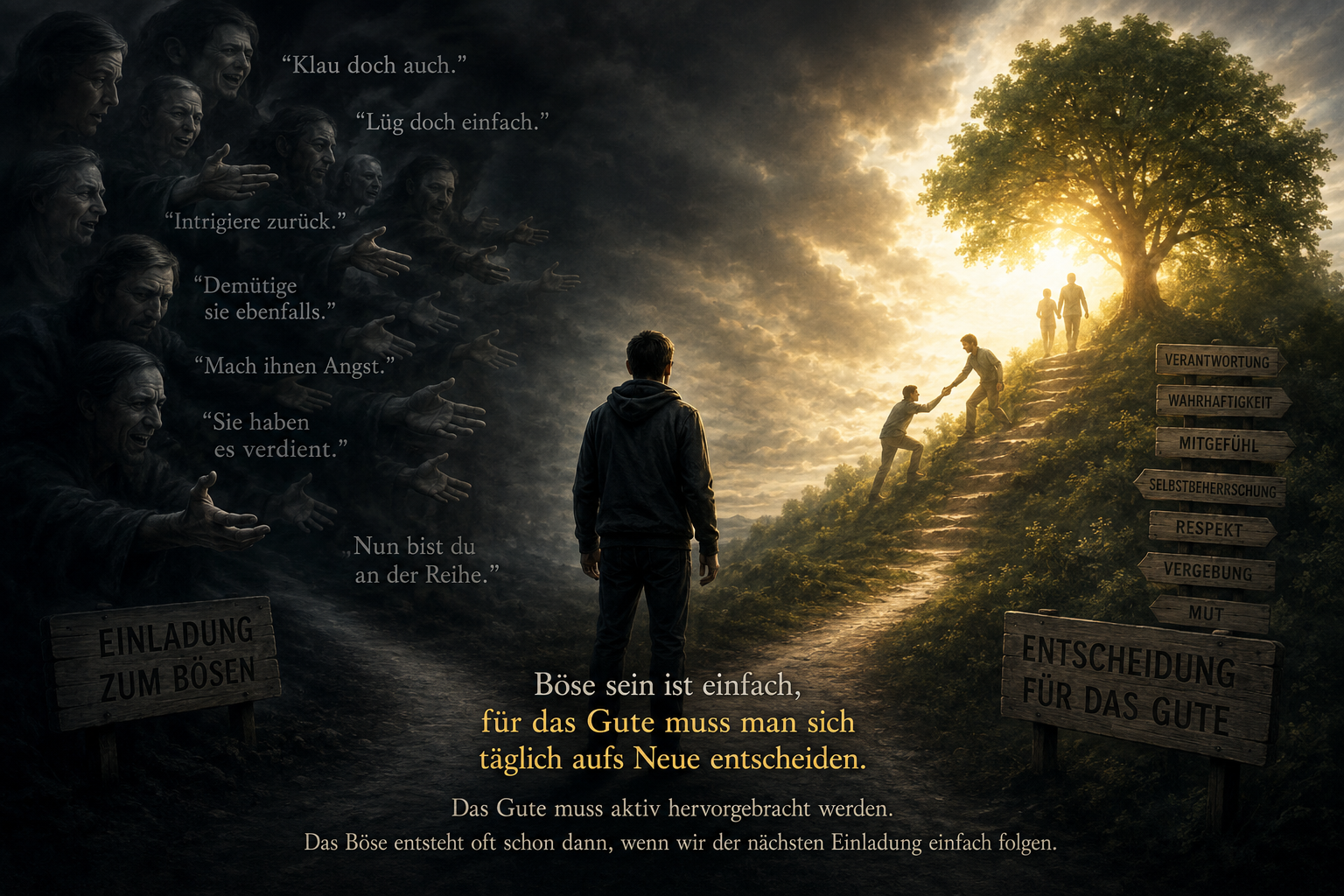 Eine Weggabelung zwischen Weitergabe und Unterbrechung von Verletzung