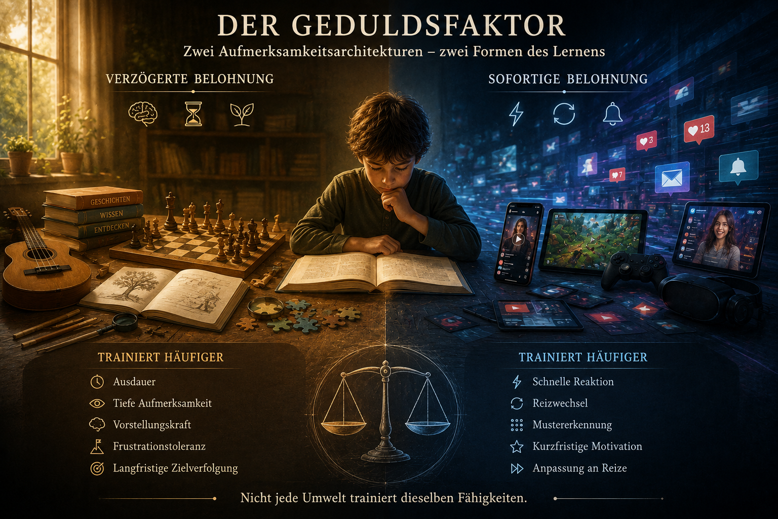 Geteilte Bildwelt zwischen verzögerter und sofortiger Belohnung als Aufmerksamkeitsarchitektur